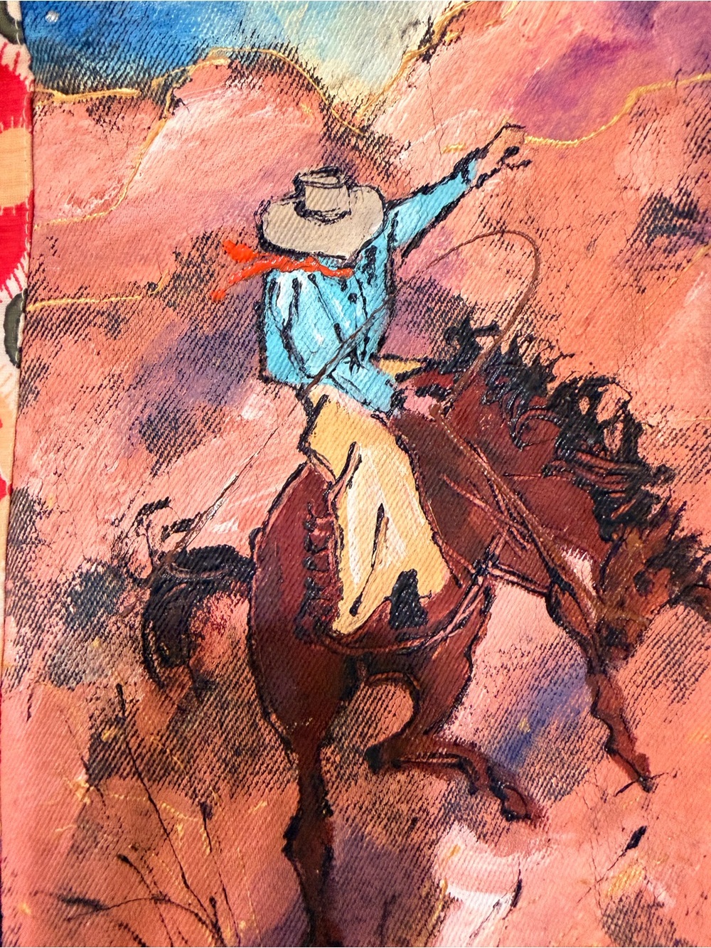 Vintage Hand-Painted Western Denim Jacket (ONLY ONE MADE) size M NWT - Picture 7 of 15